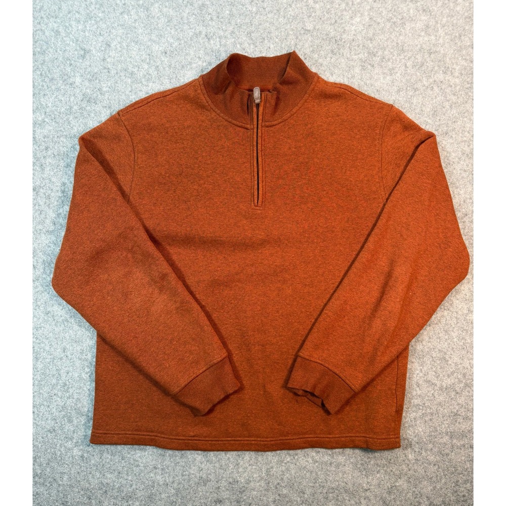 George Mens Quarter Zip Pullover Sweatshirt‎ Burnt Orange Heather Size M 38-40